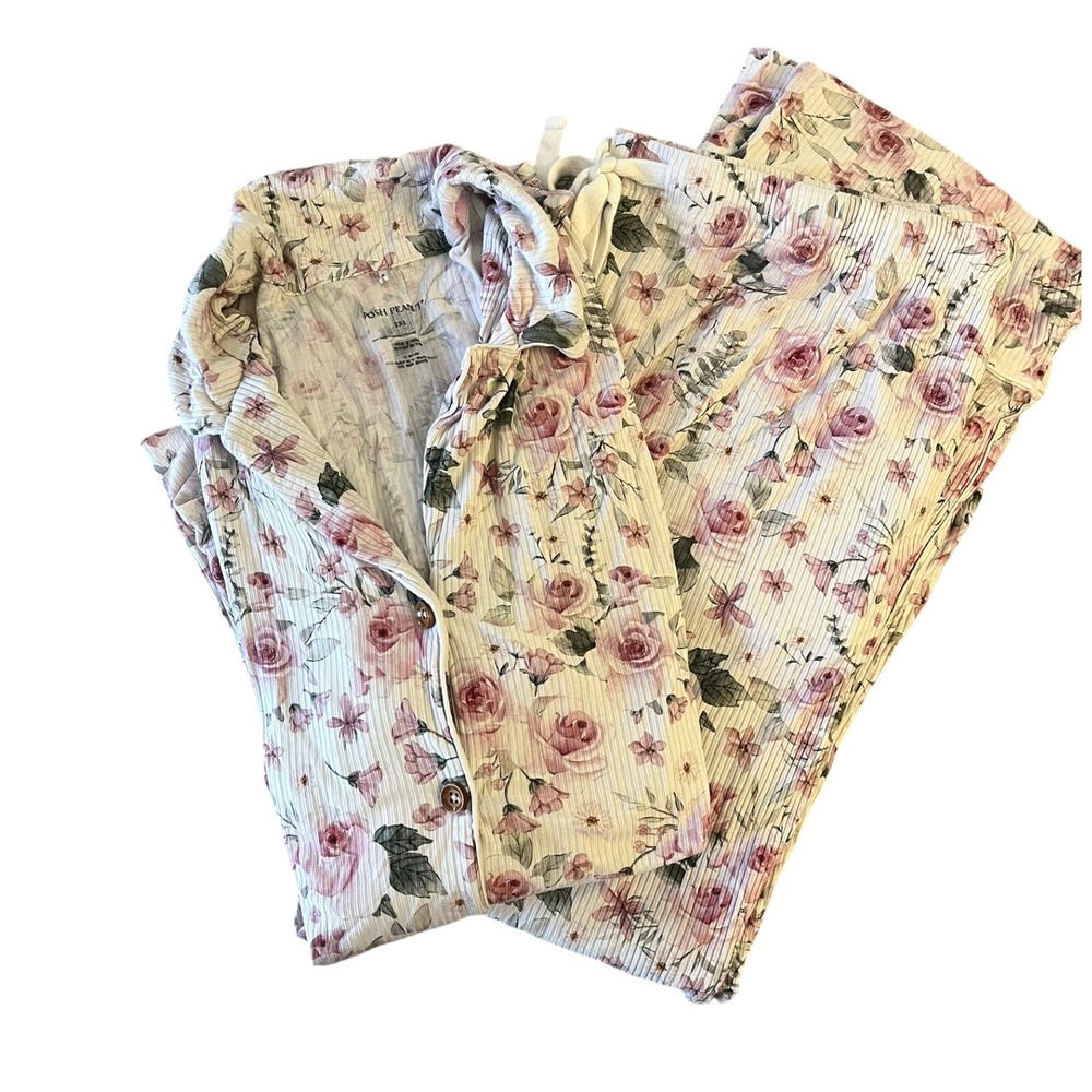 Posh Peanut Womens Plus Size 2X Vintage Rose Patterned Soft Ribbed‎ Lounge Set